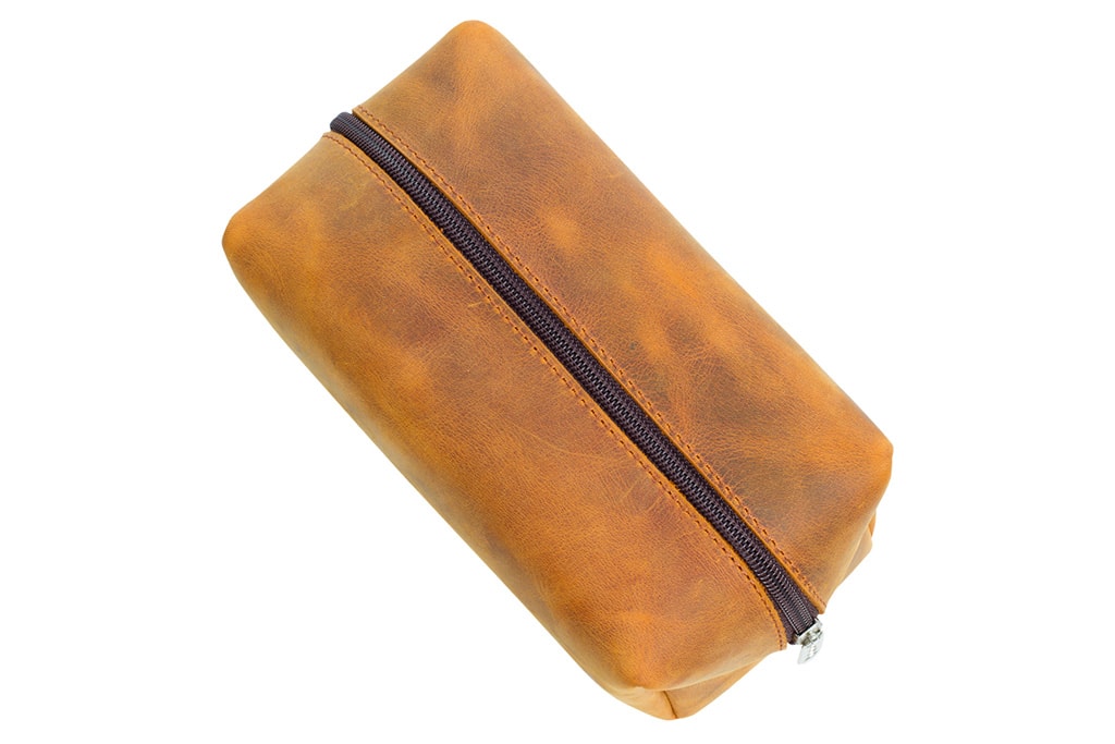 Genuine Leather Shaving & Makeup Bag - 图片 3