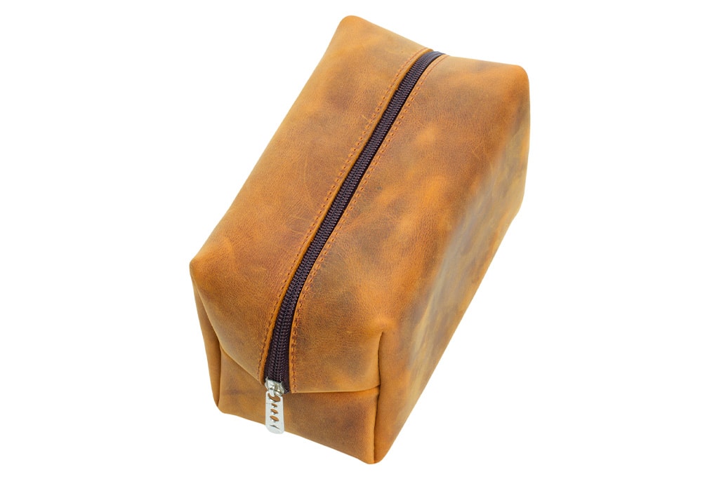 Genuine Leather Shaving & Makeup Bag - 图片 4