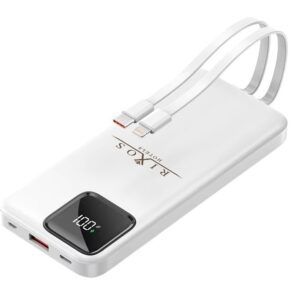 10.000 mAh Power Bank with Integrated Type-C & Lightning Cables